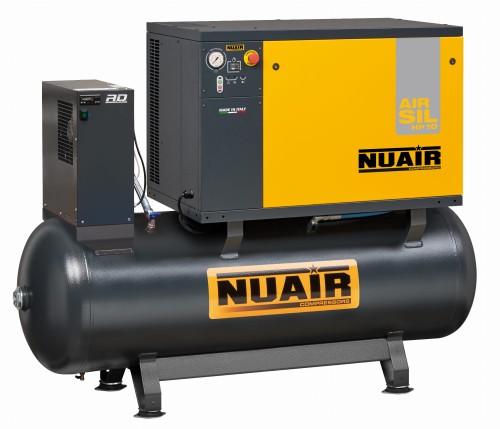 Cicha, wysokociśnieniowa sprężarka olejowa, tłokowa NUAIR ze zbiornikiem o pojemności 500L, 11bar, 400V