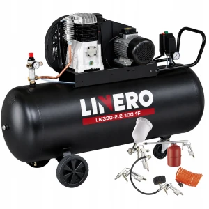 Sprężarka olejowa, tłokowa LINERO ze zbiornikiem o pojemności 100L, 10 bar, 230V