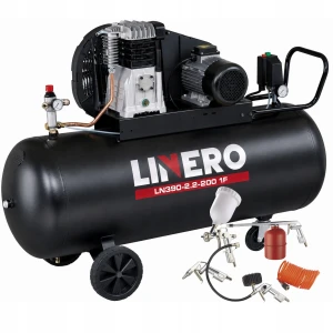 Sprężarka olejowa, tłokowa LINERO ze zbiornikiem o pojemności 200L, 10 bar, 230V